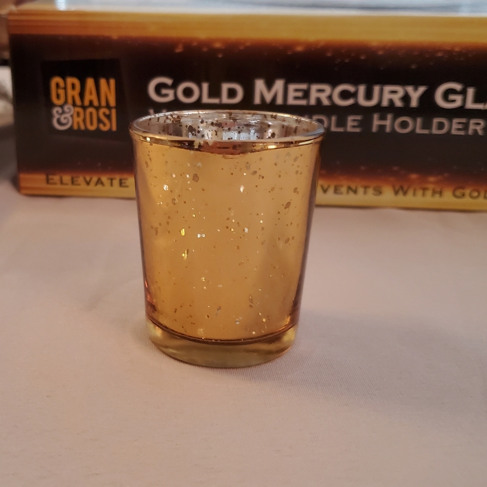 Gran & Rosi Gold Mercury Glass Votive Candle Holders 25pc